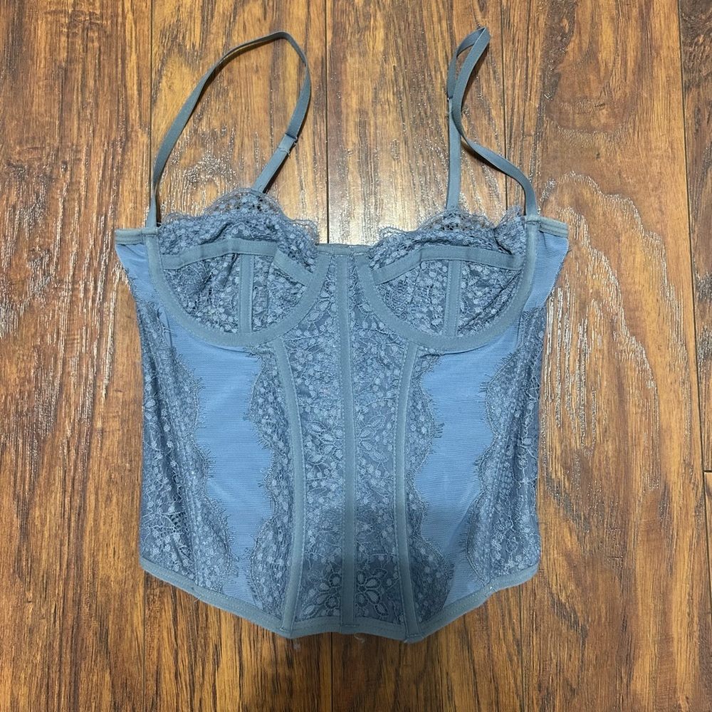 Urban Outfitters Dusty Blue Lace Bustier